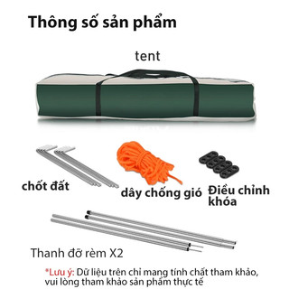 Lều Vuông Cắm Trại Gia Đình 240x240x155cm, Rộng Rãi Thoáng 4 Mặt, Che Nắng Mưa
