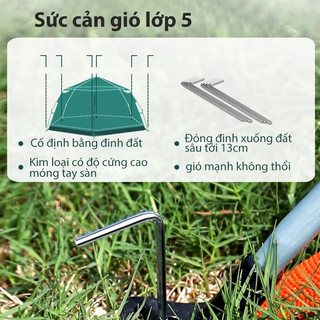 Lều Vuông Cắm Trại Gia Đình 240x240x155cm, Rộng Rãi Thoáng 4 Mặt, Che Nắng Mưa