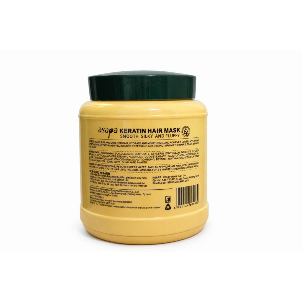 Hấp Dầu Phục Hồi Chuyên Sâu ASAPA KERATIN HAIR MASK 1000ML Phục Hồi Sâu Cho Tóc Hư Tổn, Gãy Rụng