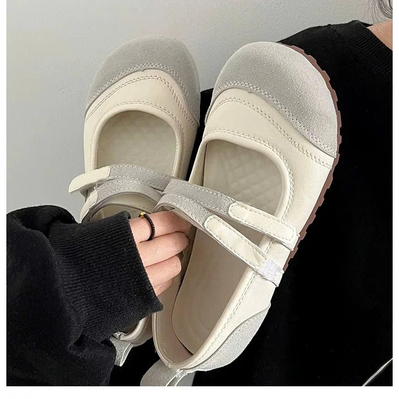 Giày Búp Bê Thể Thao Nữ NABI Quai Dán Đế Lười Êm Nhẹ, Giày Mary Jane Nữ Trắng Phối Màu Hot Trend 2026 Size 35-39
