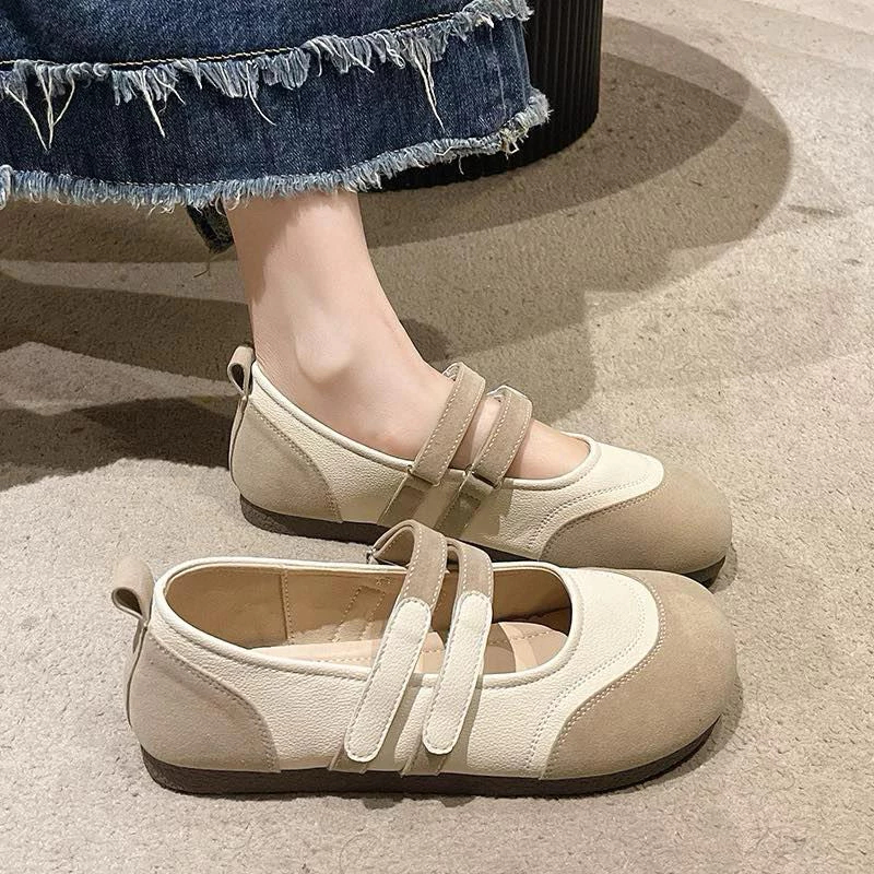 Giày Búp Bê Thể Thao Nữ NABI Quai Dán Đế Lười Êm Nhẹ, Giày Mary Jane Nữ Trắng Phối Màu Hot Trend 2026 Size 35-39