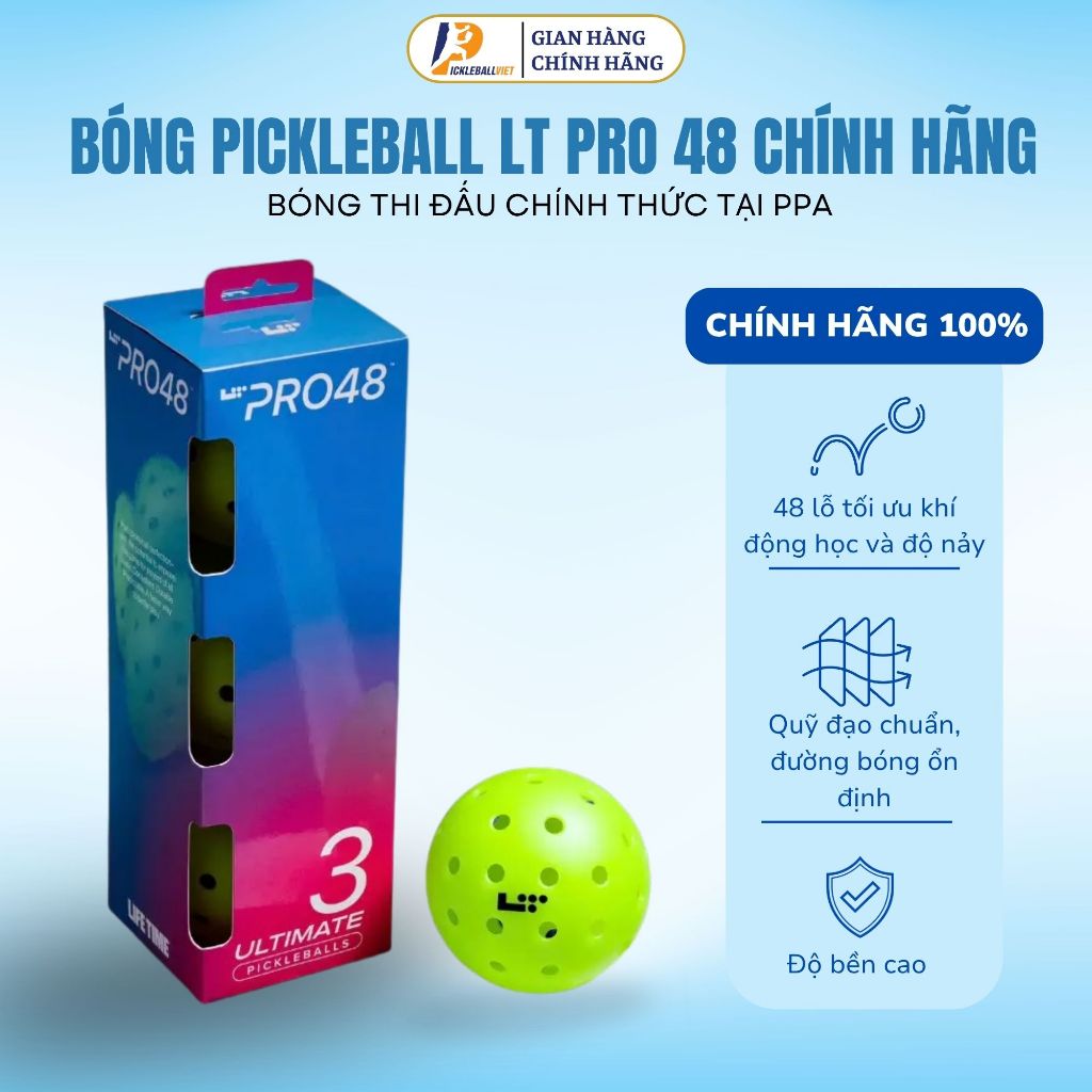 ✅Bóng Pickleball Life Time LT Pro 48 Chính Hãng - Bóng Thi Đấu Chính Thức Của PPA, Đạt Chuẩn Thi Đấu