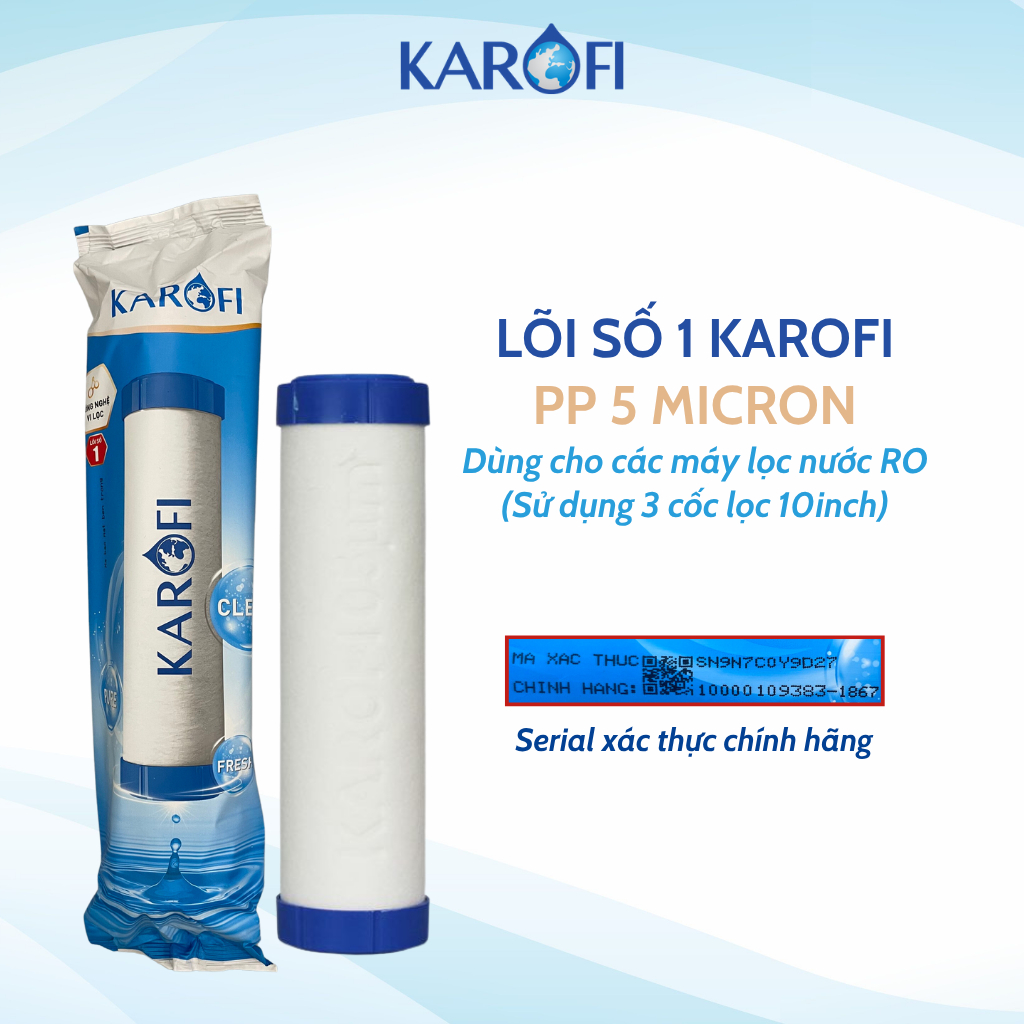 Lõi lọc nước số 1 Karofi SMAX DUO 1 Dùng Cho Máy Có 3 Cốc Lọc 10 inch