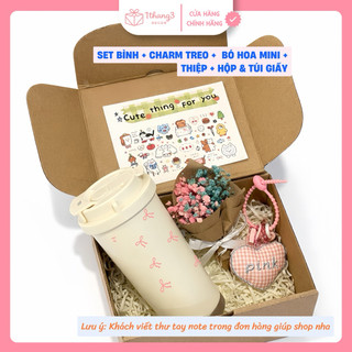Bình Giữ Nhiệt Decor Cute 400–530ml | Hộp Quà Tặng Gói Sẵn Full Phụ Kiện |Tặng Bạn Gái, Cô giáo