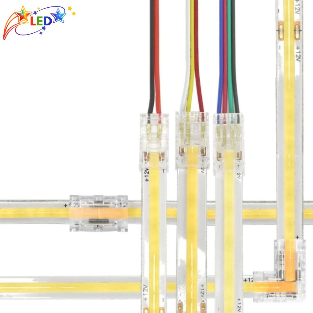 Đầu Kẹp dây led dán 12V,đầu nối led trắng/trong suốt COB 2835,5050,3014 Không Cần Hàn