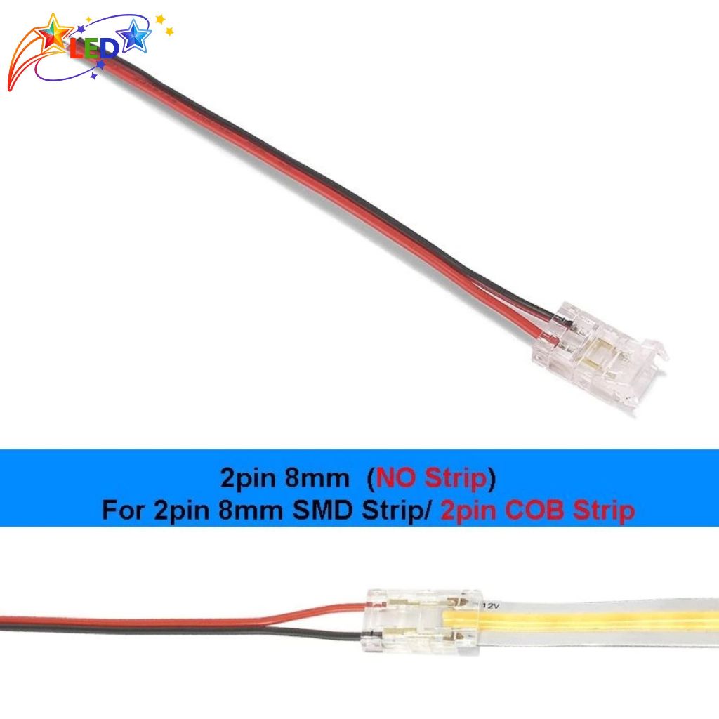 Đầu Kẹp dây led dán 12V,đầu nối led trắng/trong suốt COB 2835,5050,3014 Không Cần Hàn