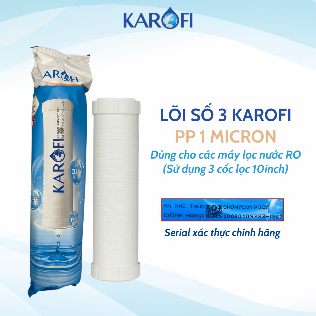 Lõi Lọc Nước Smax Duo Số 3 KAROFI PP 1 Micron Công Nghệ Vi Lọc Dùng Cho Máy Lọc Nước RO-Hàng Chính Hãng
