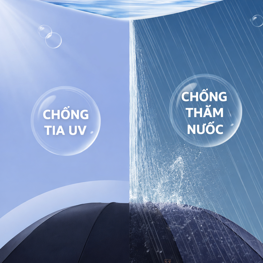 Ô Che Mưa 140CM Tán Siêu Rộng 12 Nan Chống Gió Cao Cấp,Chống Nắng Mưa,Dùng 4 Mùa,Tán Rộng Che 2-3 Người Hiệu Quả