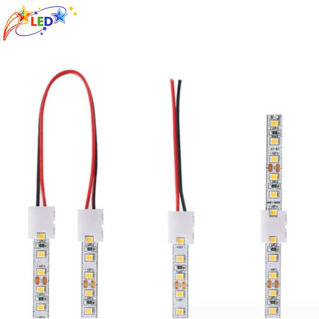 Đầu Kẹp dây led dán 12V,đầu nối led trắng/trong suốt COB 2835,5050,3014 Không Cần Hàn