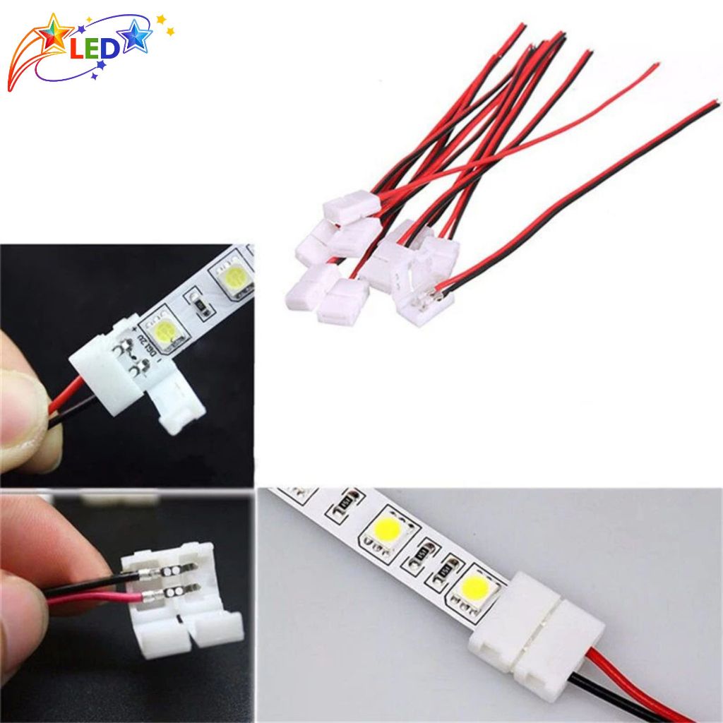 Đầu Kẹp dây led dán 12V,đầu nối led trắng/trong suốt COB 2835,5050,3014 Không Cần Hàn