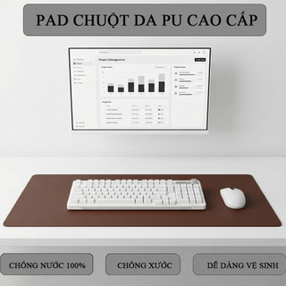 Pad Chuột Da PU 1 Mặt Cao Cấp Màu Nâu Đậm – Di Chuột Mượt, Chống nước, Chống bụi, Dễ Vệ Sinh