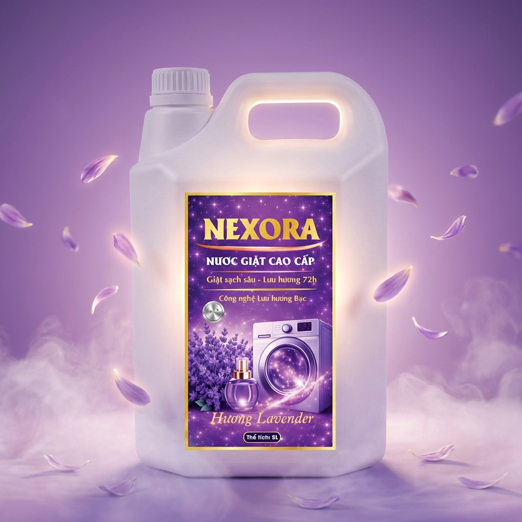 Nước Giặt Cao Cấp Hương Lavender 5L – Can Lớn Tiết Kiệm, Sạch Sâu, Thơm Dịu Thư Giãn, Dịu Nhẹ Da Tay, Dùng Cho Máy Giặt