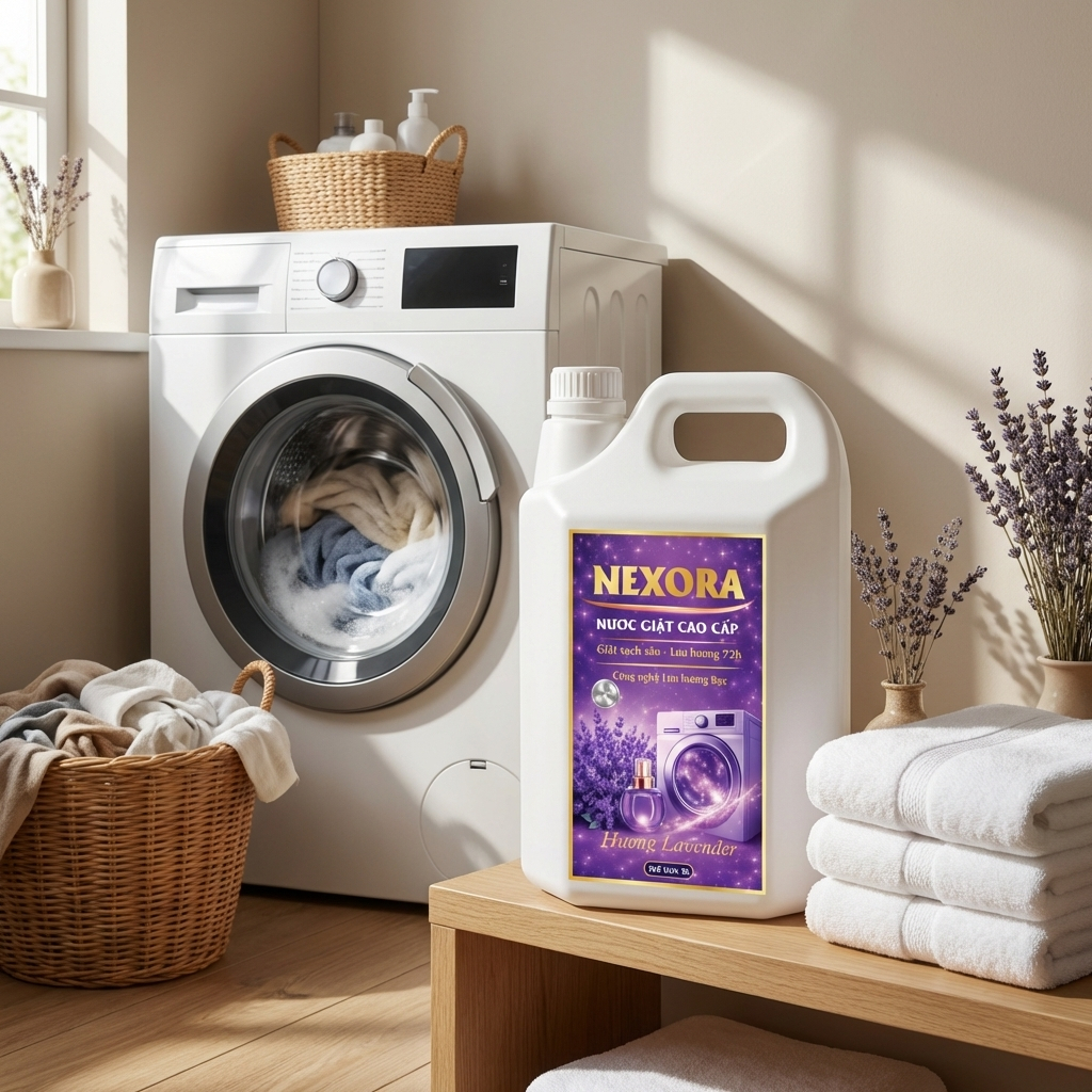 Nước Giặt Cao Cấp Hương Lavender 5L – Can Lớn Tiết Kiệm, Sạch Sâu, Thơm Dịu Thư Giãn, Dịu Nhẹ Da Tay, Dùng Cho Máy Giặt