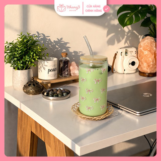 Ly thủy tinh nắp gỗ 500ml, cốc thủy tinh 12 con giáp, sang trọng, cốc uống nước, cà phê