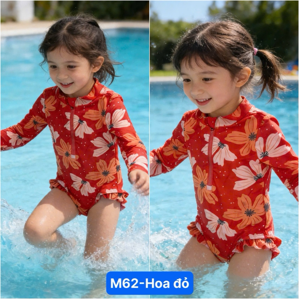 Set đồ bơi bé gái 2-3y 11-13kg xuất dư xuất khẩu chống nắng UPF40-50+ bộ bơi trẻ em cao cấp