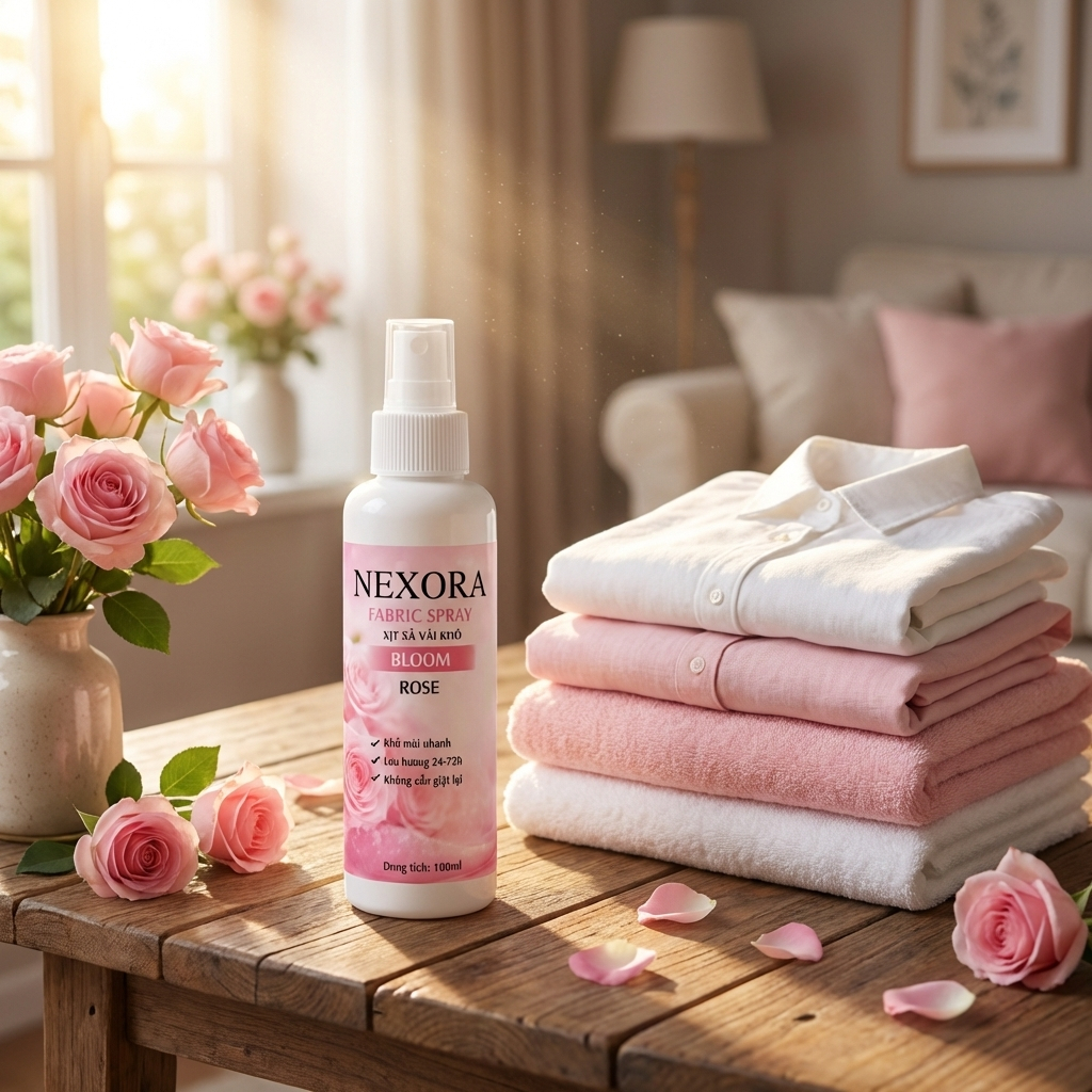 Xả Vải Khô Hương Hoa Hồng 100ml – Lưu Hương Lâu, Thơm Ngát, Tiện Lợi Mang Theo, Dùng Cho Mọi Loại Vải