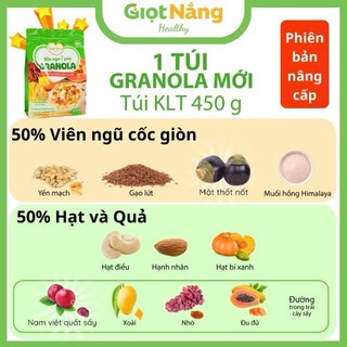 Granola Giọt Nắng Mới [TẶNG - gói 35gr] Ngũ cốc ăn sáng healthy lành mạnh giàu chất xơ và năng lượng từ hạt và trái cây