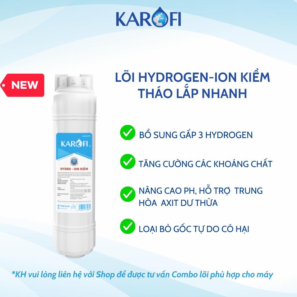 Lõi Chức Năng HYDROGEN-ION KIỀM Karofi Tháo Lắp Nhanh Giúp Bổ Sung Gấp Đôi Hydrogen và Ion Kiềm - Chính Hãng