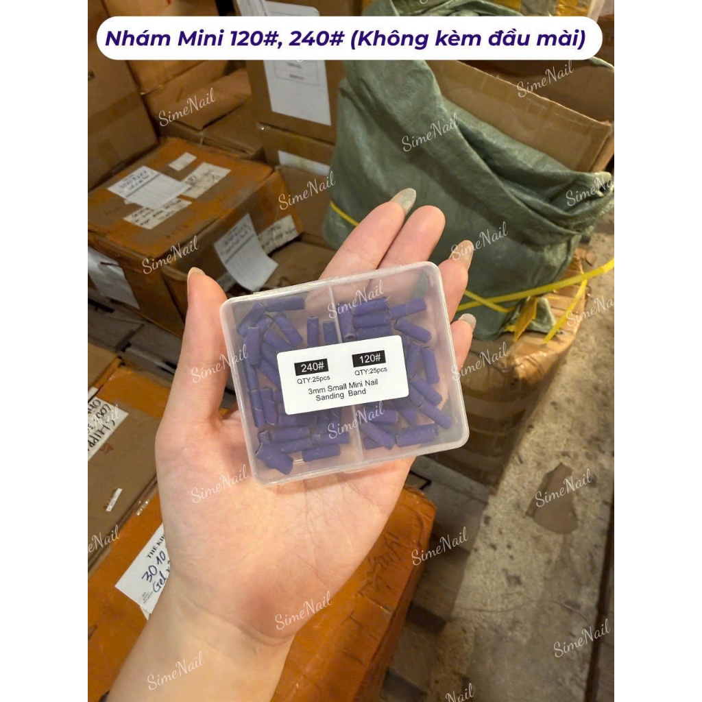 Hộp Đầu Mài Giấy Tím Mini (#120 / #240) – Dụng Cụ Nail Chuyên Nghiệp
