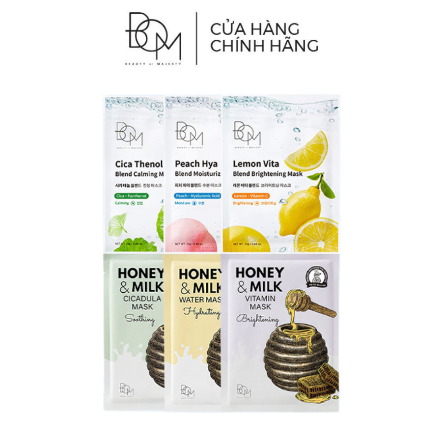 Mặt Nạ Dưỡng Da BOM Honey & Milk, Blend Mask 25g - Cấp Ẩm, Dưỡng Sáng, Làm Dịu Da