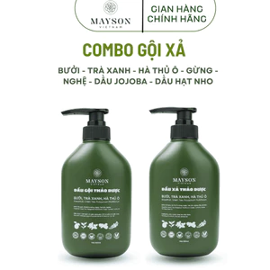 Combo Dầu Gội Xả Thảo Dược Bưởi - Hà thủ ô - Trà xanh - Gừng - Nghệ MaySon