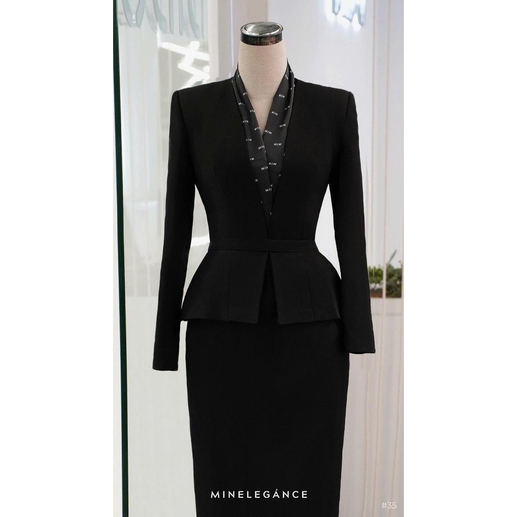 MINELEGÁNCE- SET VEST KÈM CHÂN VÁY CHỮ A THANH LỊCH, SANG TRỌNG - MIN35