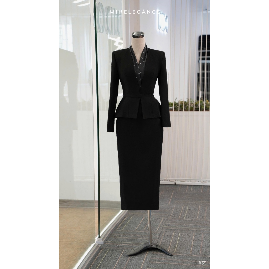 MINELEGÁNCE- SET VEST KÈM CHÂN VÁY CHỮ A THANH LỊCH, SANG TRỌNG - MIN35
