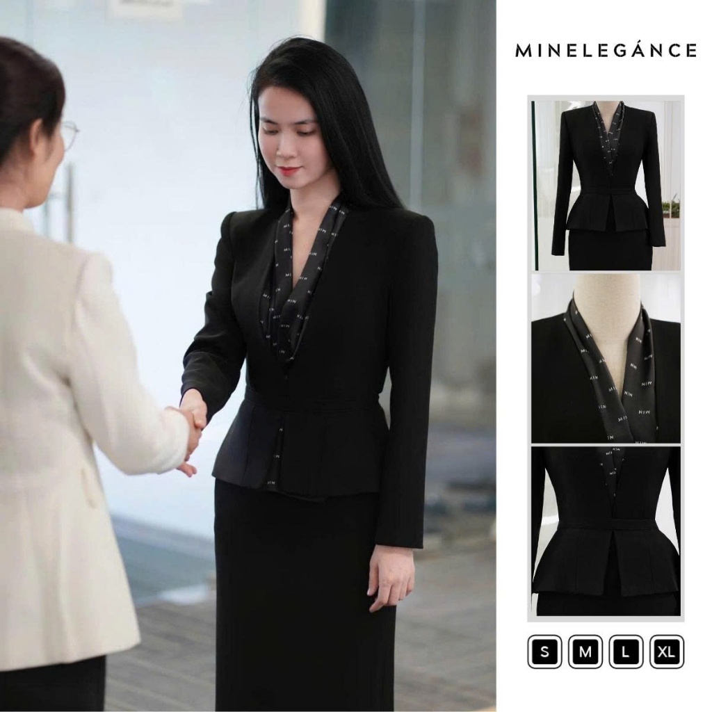 MINELEGÁNCE- SET VEST KÈM CHÂN VÁY CHỮ A THANH LỊCH, SANG TRỌNG - MIN35