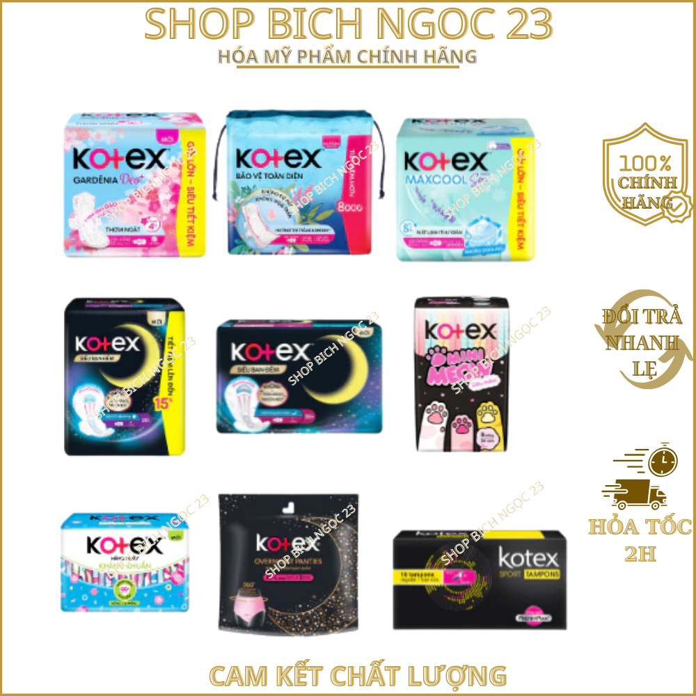 Băng vệ sinh Kotex siêu ban đêm 4 miếng Ngày loại 28cm và 35cm