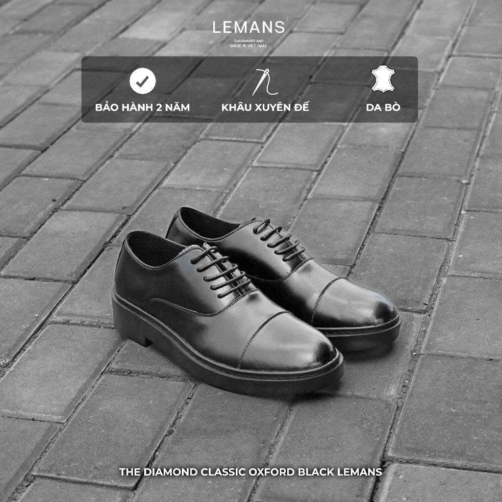 Giày da bò Oxford Black LEMANS - Đế tăng cao 4cm - có mùi thơm - Bảo hành chính hãng 24 tháng | BigBuy360 - bigbuy360.vn