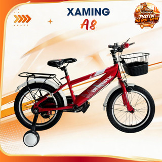 Xe đạp trẻ em Xaming A8 - Tay ngang vành nan chắc chắn 3 màu đỏ/xanh/xám size 12-18 inch