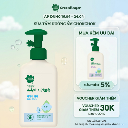 Sữa Tắm Dưỡng Ẩm Cho Bé Greenfinger ChokChok Natural 320ml Nhẹ Dịu, Bảo Vệ Da
