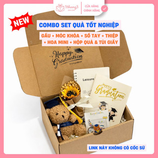 Combo Set Quà Tốt Nghiệp - Gấu + Thiệp + Móc Khóa - Set Quà Tặng Bạn Thân, Bạn Bè Ý Nghĩa