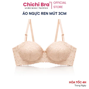 Áo Lót Nữ Ren Hoa Cài Sau, Áo Ngực Đệm Dày 3CM Có Gọng Nâng Ngực Thoải Mái Chichi Bra 7001