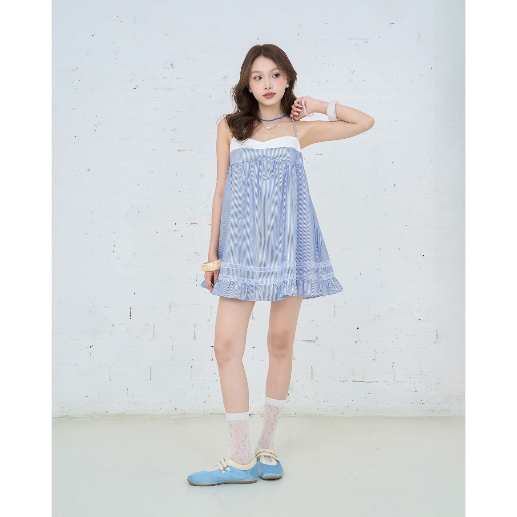 Đầm Nữ LOGEE Hai Dây Phối Ren Mùa Hè Xinh Xắn SECODEE