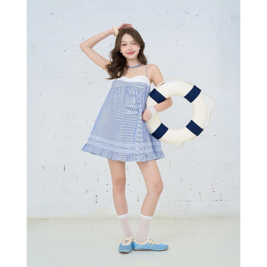 Đầm Nữ LOGEE Hai Dây Phối Ren Mùa Hè Xinh Xắn SECODEE