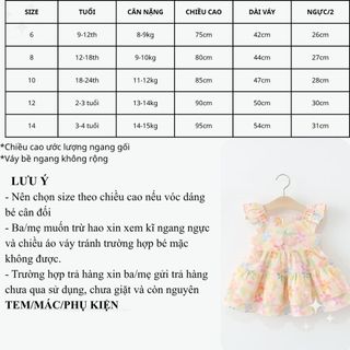 Váy bé gái in hoa 9th-4 tuổi màu sắc kẹo ngọt dễ thương đi học, đi chơi hàng QC D1299 Bí Ngô Nhỏ