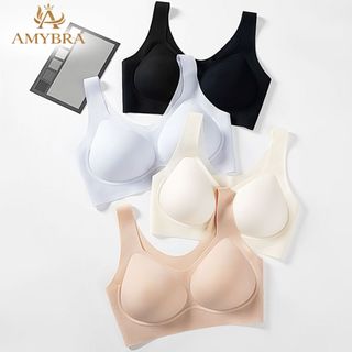 Áo Ngực Nữ Đúc Su Không Gọng, Áo Lót Nữ Chống Lộ Viền Co Giãn Thoáng Mát Mềm Mại Cả Ngày AMYBRA A606