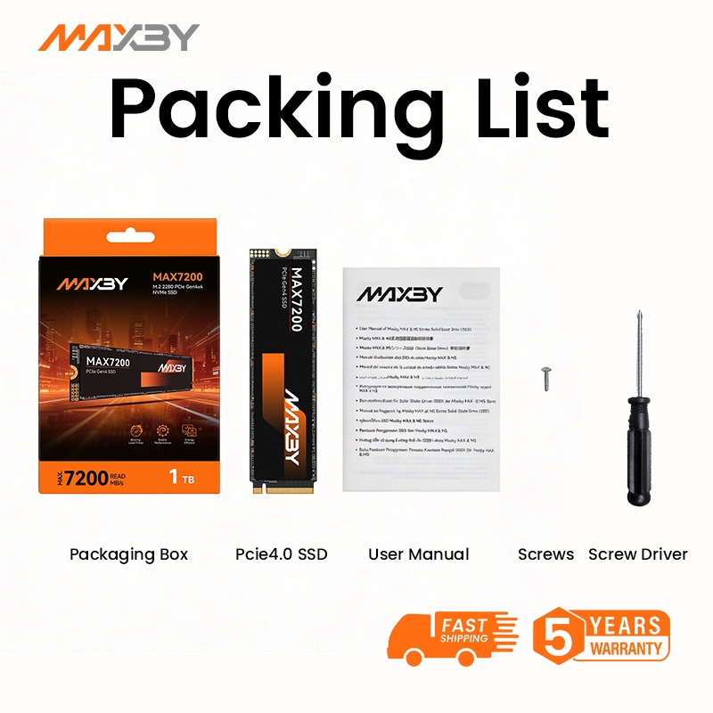 Ổ Cứng SSD MAXBY PCIe 1TB  512GB M.2 NVMe Đọc:7200 MB/s - Ghi: 6200 MB/s Bảo hành 5 năm | BigBuy360 - bigbuy360.vn