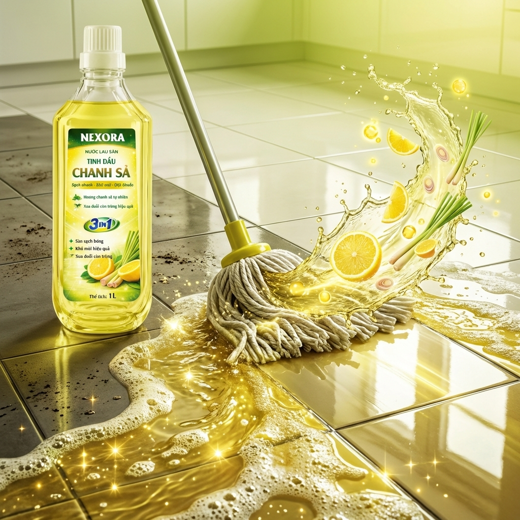 Nước Lau Sàn Hương Chanh Sả 1L – Sạch Bóng Sàn Nhà, Khử Mùi Hôi, Thơm Mát Tự Nhiên, An Toàn Cho Mọi Loại Sàn