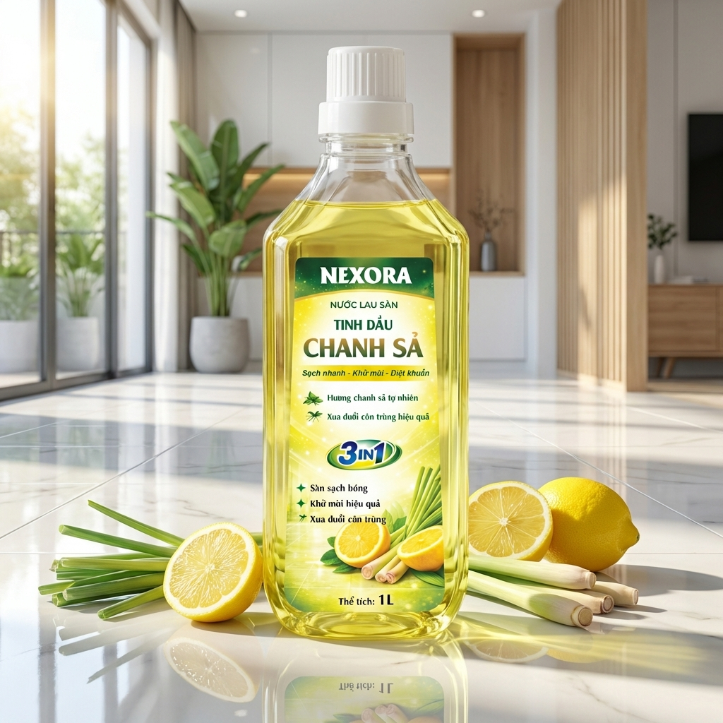 Nước Lau Sàn Hương Chanh Sả 1L – Sạch Bóng Sàn Nhà, Khử Mùi Hôi, Thơm Mát Tự Nhiên, An Toàn Cho Mọi Loại Sàn