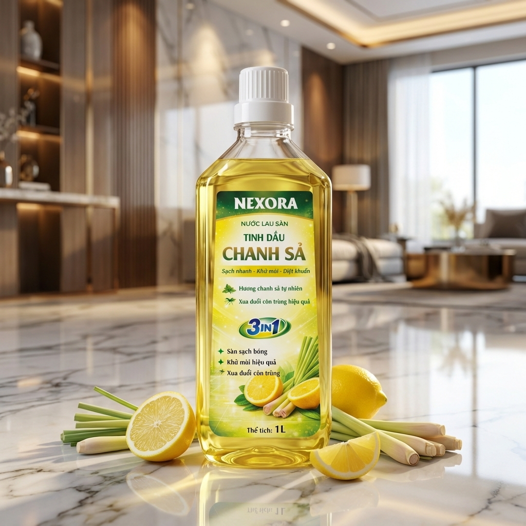 Nước Lau Sàn Hương Chanh Sả 1L – Sạch Bóng Sàn Nhà, Khử Mùi Hôi, Thơm Mát Tự Nhiên, An Toàn Cho Mọi Loại Sàn