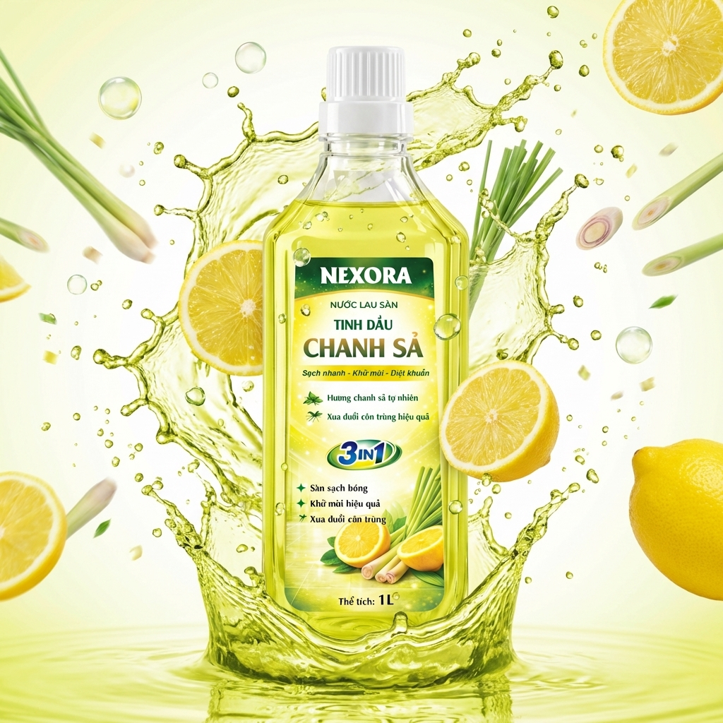 Nước Lau Sàn Hương Chanh Sả 1L – Sạch Bóng Sàn Nhà, Khử Mùi Hôi, Thơm Mát Tự Nhiên, An Toàn Cho Mọi Loại Sàn