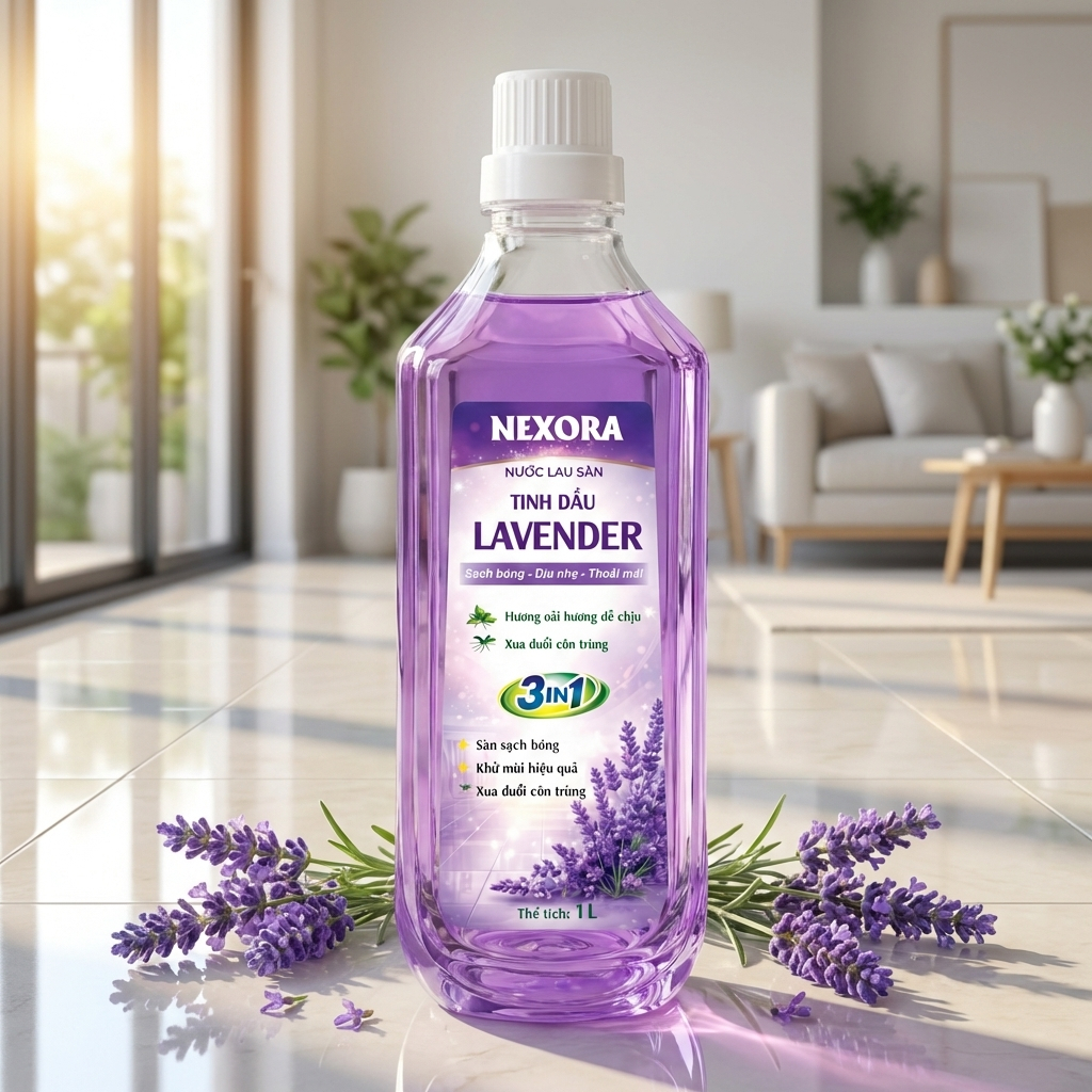 Nước Lau Sàn NEXORA Hương Lavender 1L – Sạch Bóng Sàn Nhà, Thơm Dịu Thư Giãn, Khử Mùi Hiệu Quả