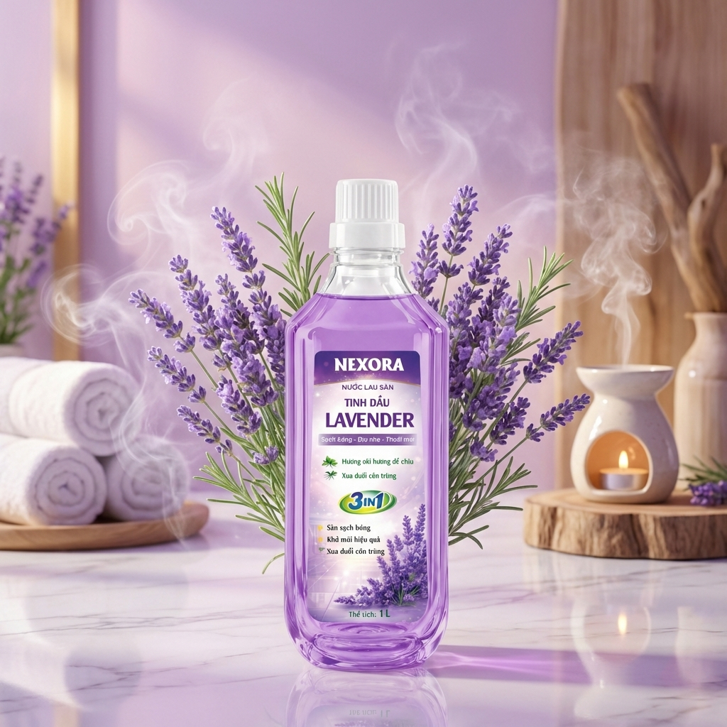 Nước Lau Sàn NEXORA Hương Lavender 1L – Sạch Bóng Sàn Nhà, Thơm Dịu Thư Giãn, Khử Mùi Hiệu Quả