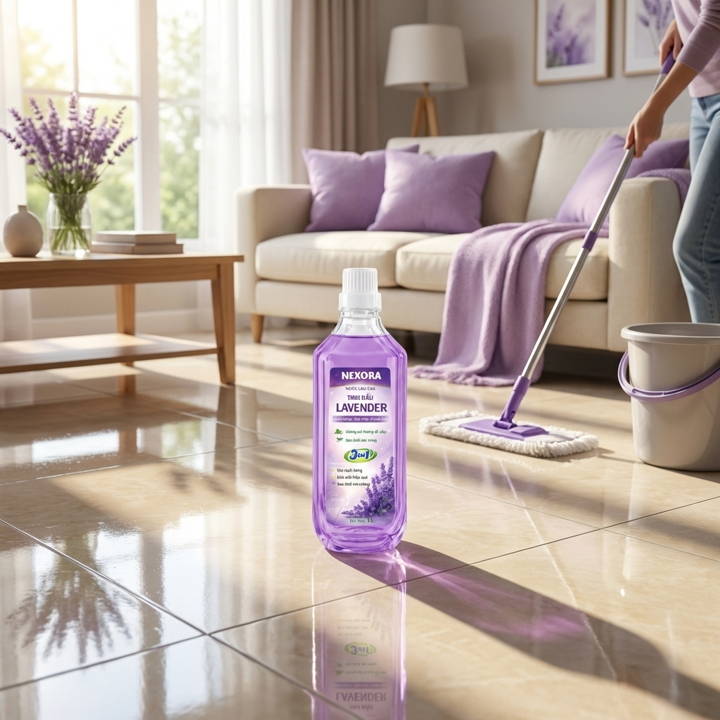 Nước Lau Sàn NEXORA Hương Lavender 1L – Sạch Bóng Sàn Nhà, Thơm Dịu Thư Giãn, Khử Mùi Hiệu Quả