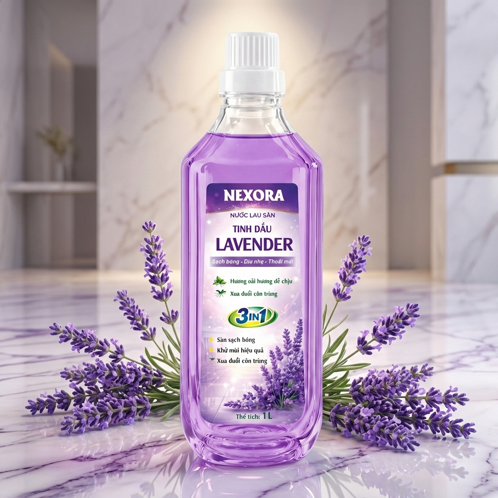 Nước Lau Sàn NEXORA Hương Lavender 1L – Sạch Bóng Sàn Nhà, Thơm Dịu Thư Giãn, Khử Mùi Hiệu Quả