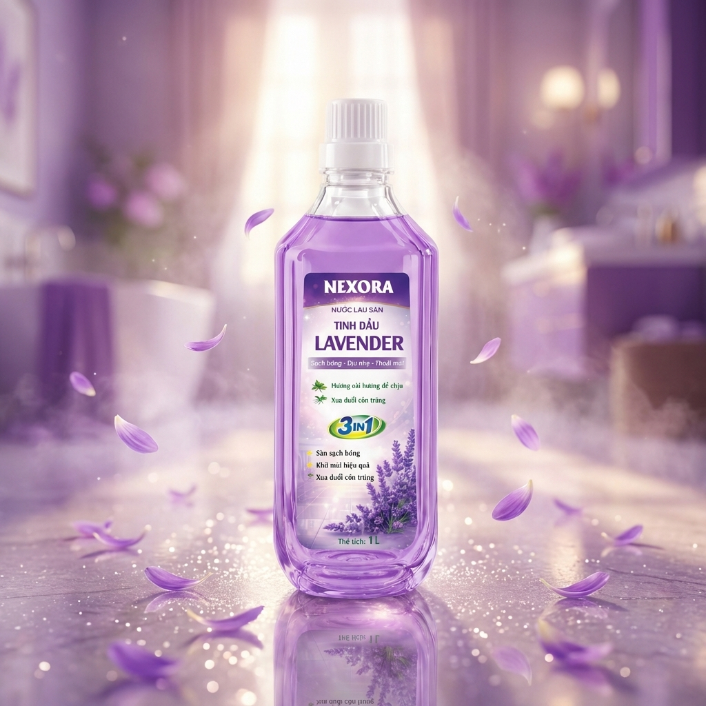Nước Lau Sàn NEXORA Hương Lavender 1L – Sạch Bóng Sàn Nhà, Thơm Dịu Thư Giãn, Khử Mùi Hiệu Quả
