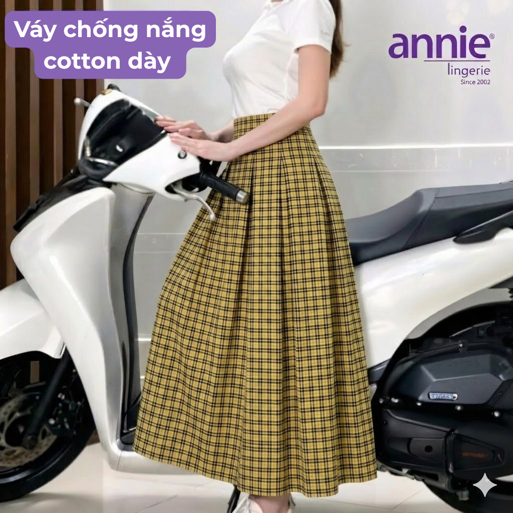 Váy Chống Nắng Cho Nữ annie Chất Cotton Dày Dặn, Quây Chống Nắng Chống Tia UV Che Nắng Toàn Diện Đi Xe Máy