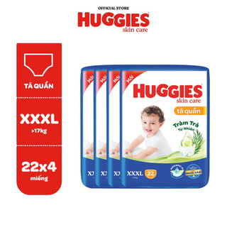 Combo 4/Tã quần HUGGIES SKINCARE JUMBO XXXL22 (Trên 17kg) - Gói 22 miếng